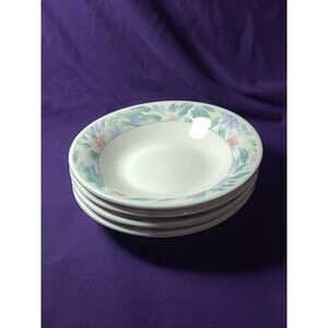 Vintage China Pearl Stoneware Paradise 7" Coupe Soup Bowls Set of 4
